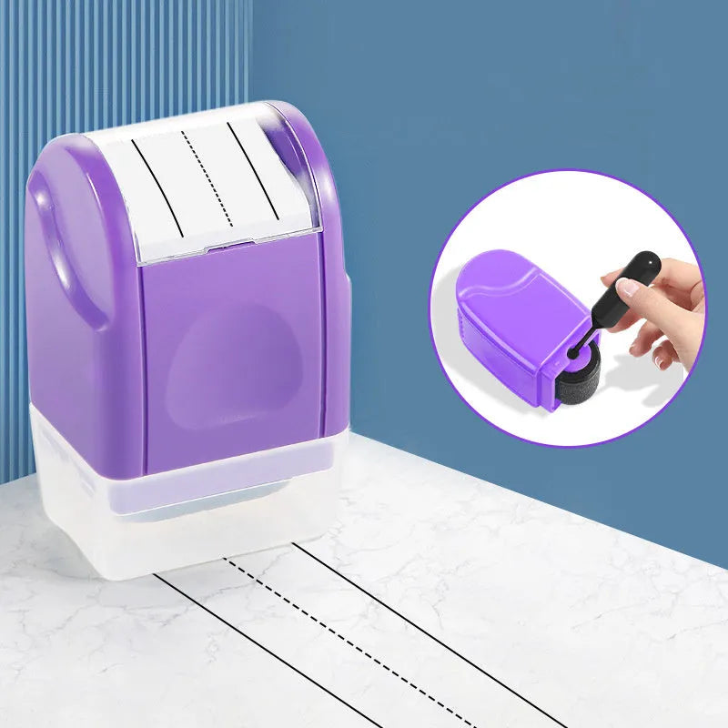 Rectangular plastic roller stamp for English line patterns in seven colours for teaching