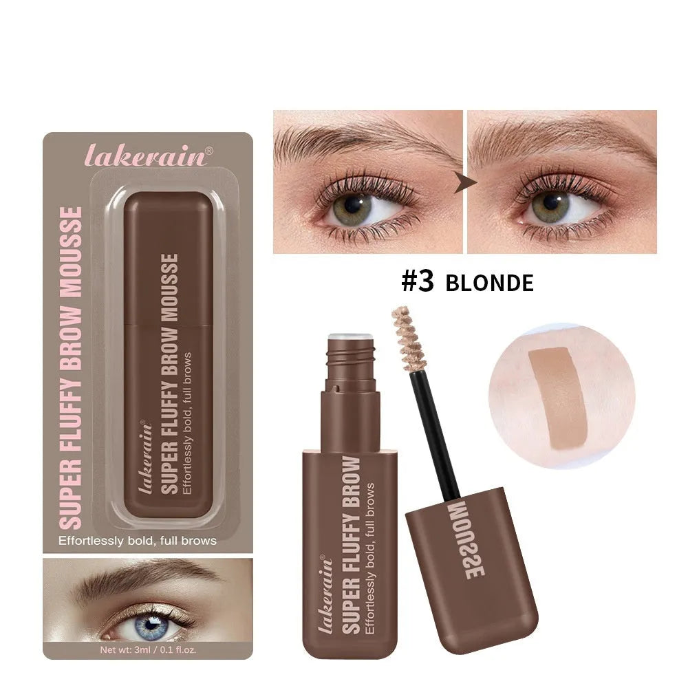 Eyebrow cream mousse in six colour shades with applicator for long-lasting brow definition