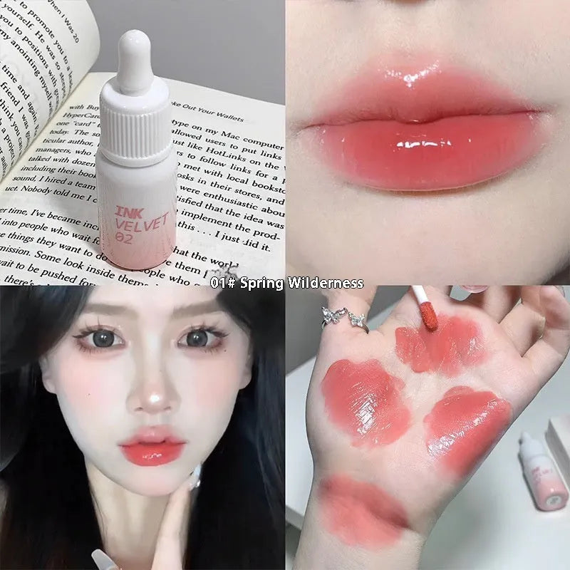 Mirror Lip Lacquer tube in 3.5g size showing four shade options from Milk Huhoo series