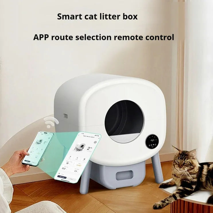 Automatic self-cleaning cat litter box with 13L waste storage capacity and ABS plastic construction