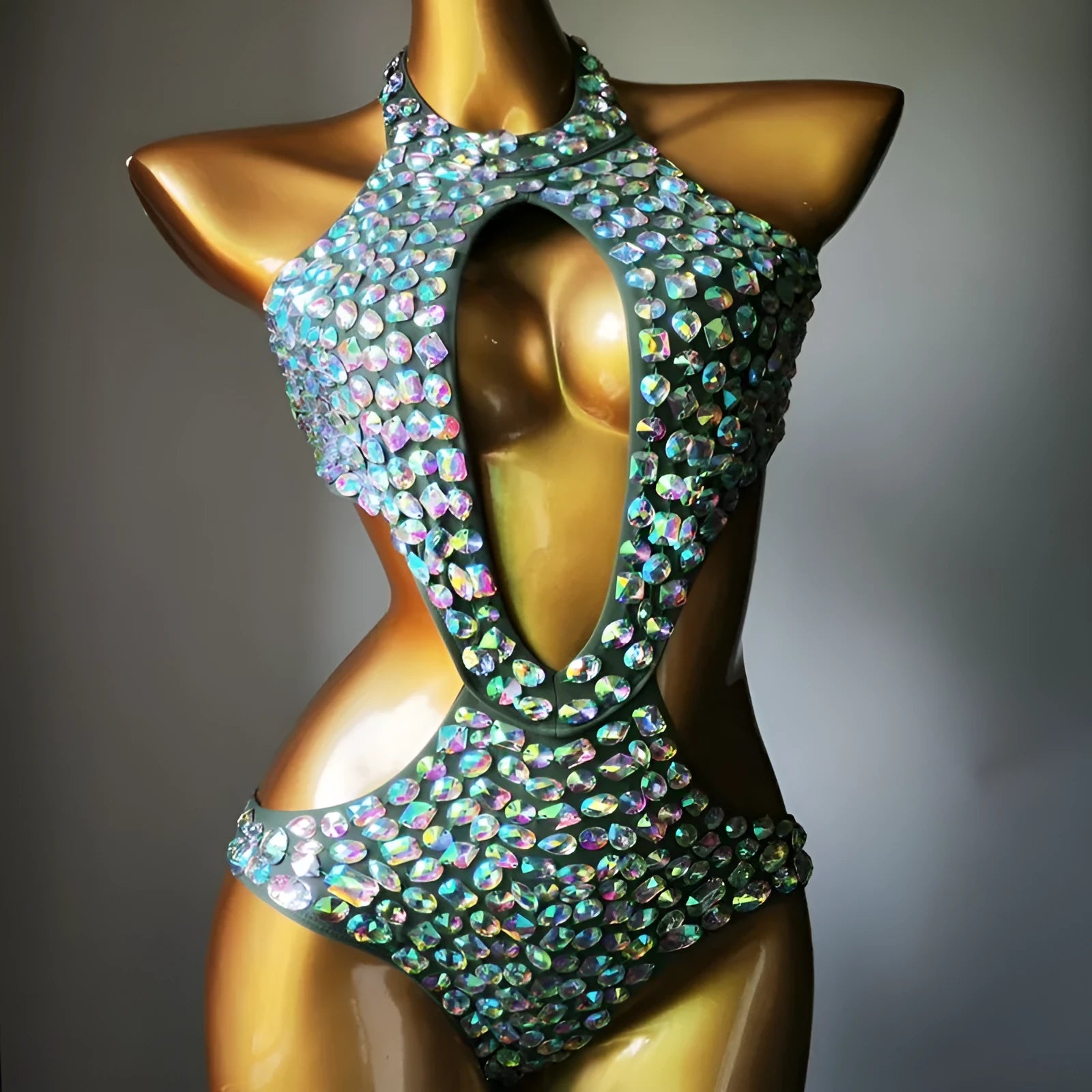 Women's mesh diamond pattern one-piece swimsuit in nylon with polyester lining