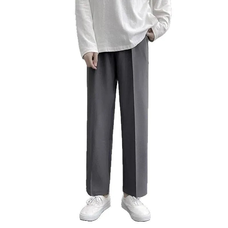 Loose Korean style white wide leg trousers in polyester fibre for teenagers casual wear