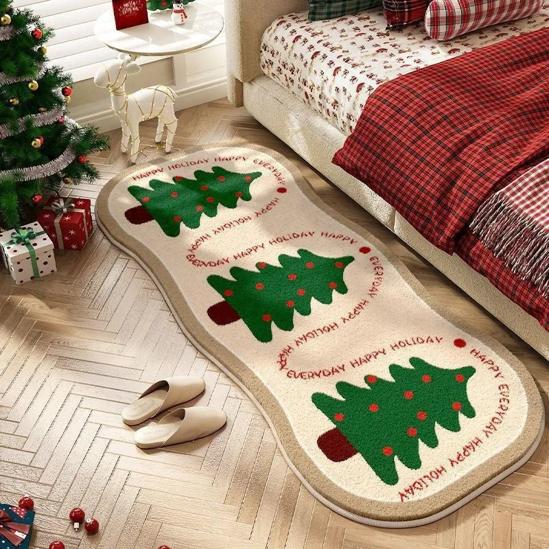 Christmas imitation cashmere carpet decoration showing festive patterns in rectangular alien shape with size options
