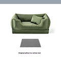 Waterproof dog kennel bed with removable washable cover in dark green, auburnumber, or rock ash colour.