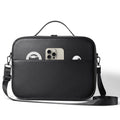 Black superfiber MR glasses storage box for Apple Vision Pro, shown with included storage bag.