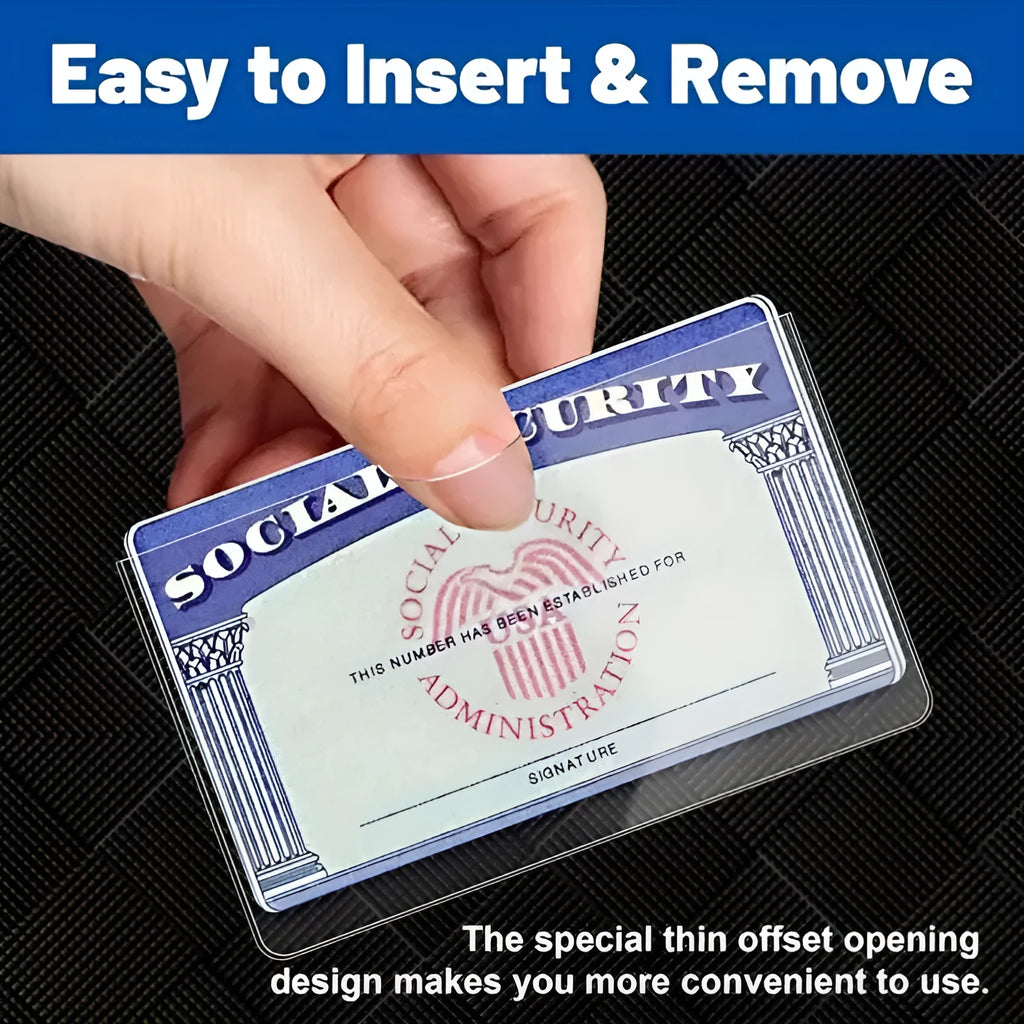 Clear transparent PVC card holder for social security and student bus cards.