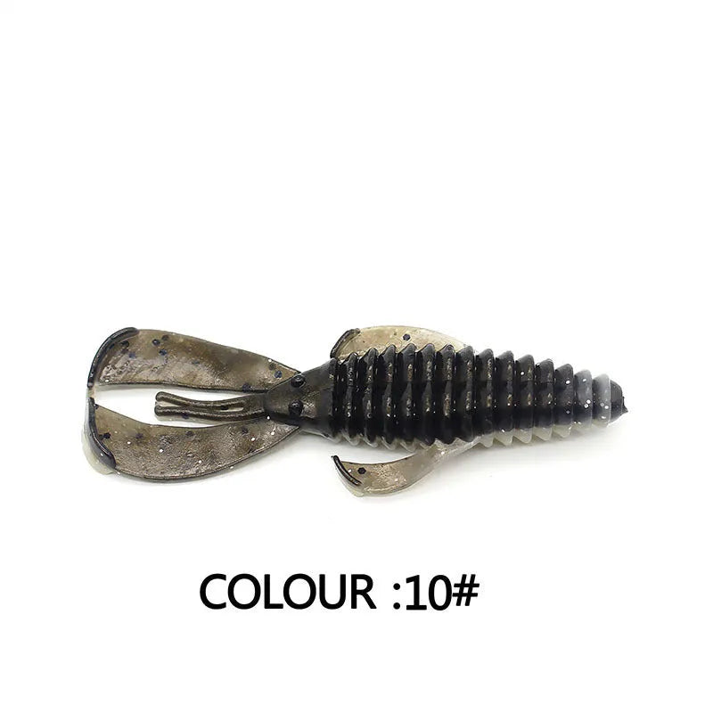 PVC fishing soft bait lure in various colours showing 8cm and 12cm size options