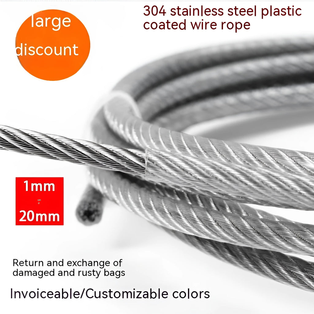 304 stainless steel invisible anti-theft security cable showing double twist multi-strand construction