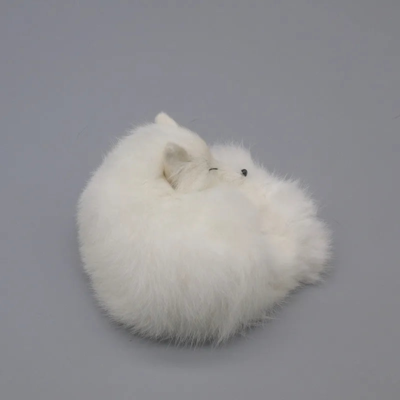 Artificial fox fur handcrafted decoration in white yellow red colours 15cm size