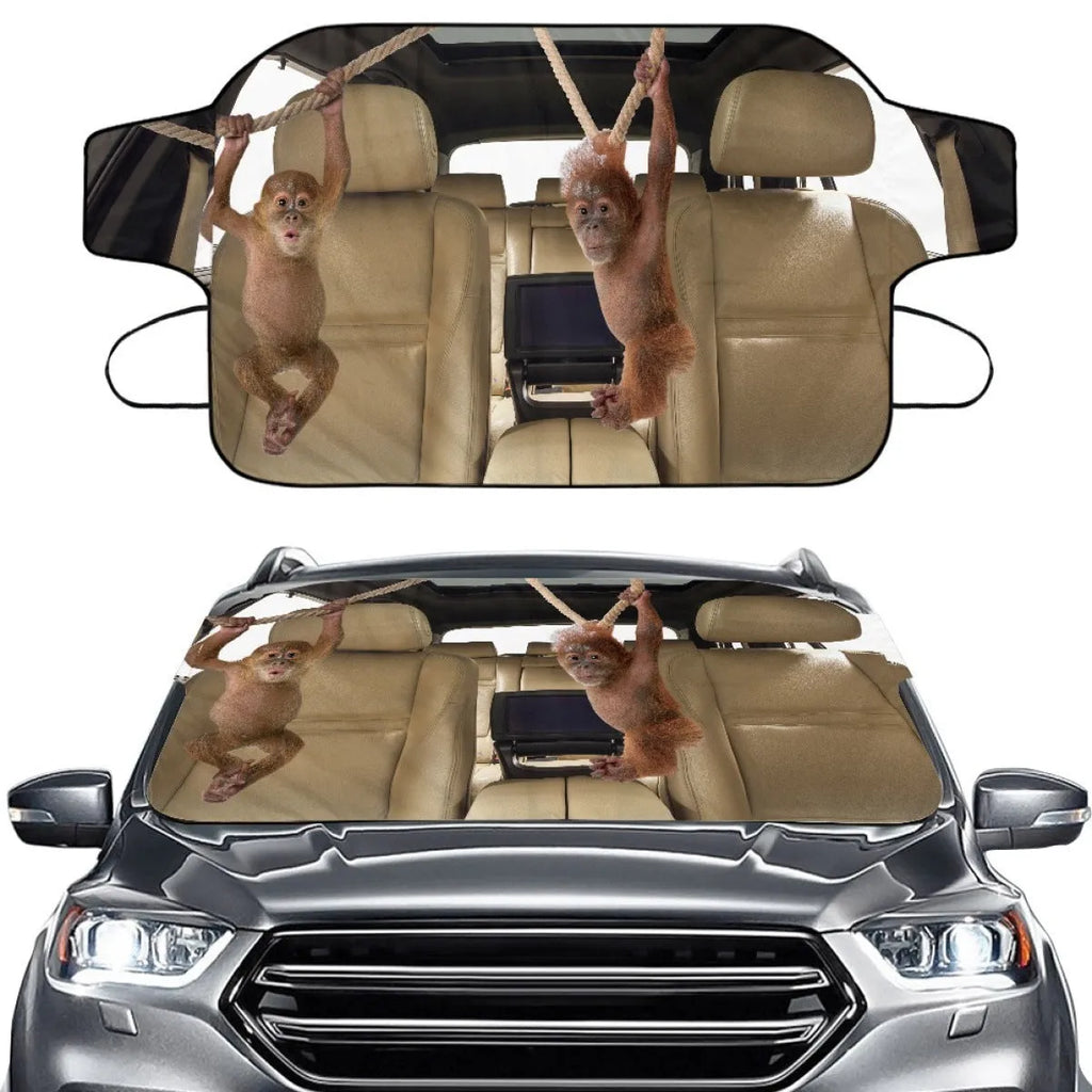Car snow protection front cover made of aluminium film foam polyester fabric with lanyard straps