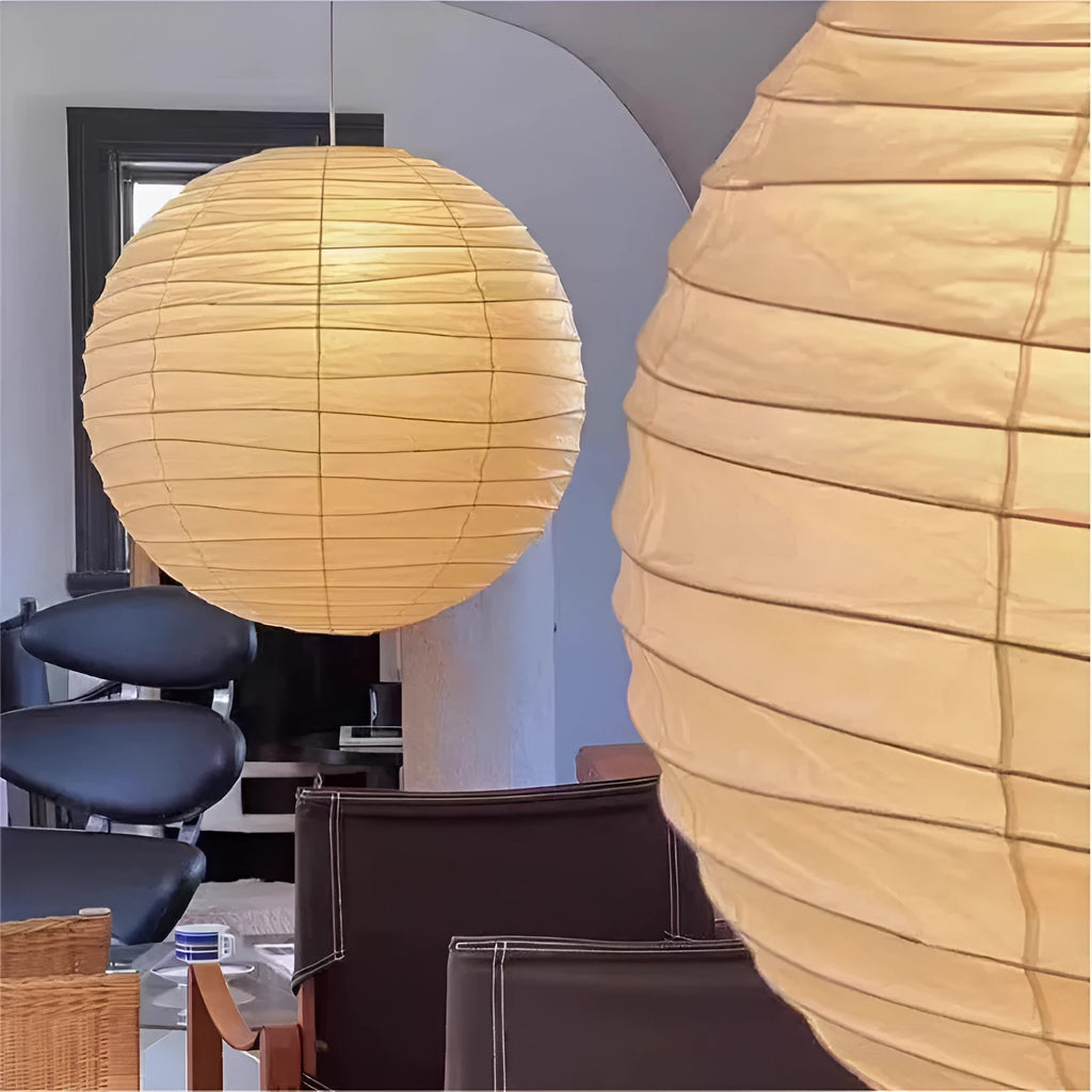 Japanese-style rice paper chandelier pendant light in 30cm and 45cm diameters