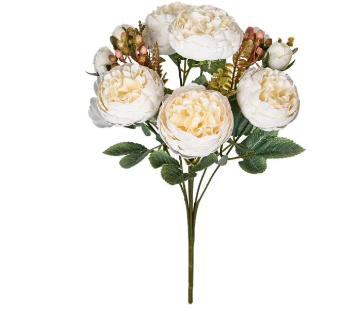 Silk artificial peony bouquet in champagne colour for wedding and home decoration