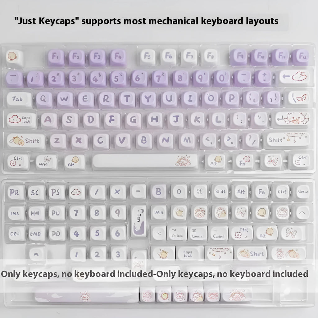 Gradient purple rabbit design PBT keycaps for mechanical keyboard customisation