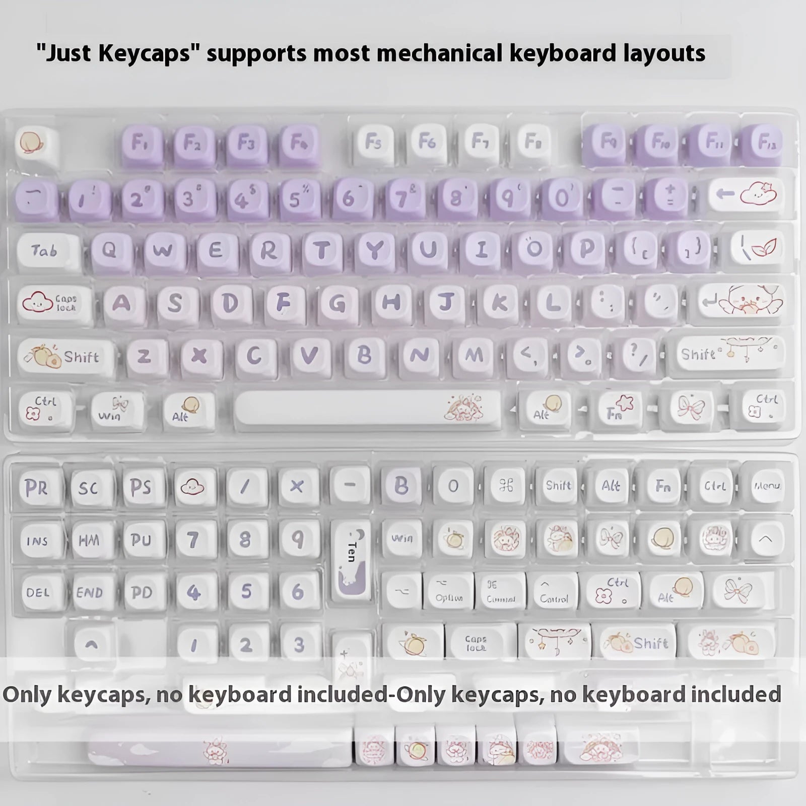 Gradient purple rabbit design PBT keycaps for mechanical keyboard customisation