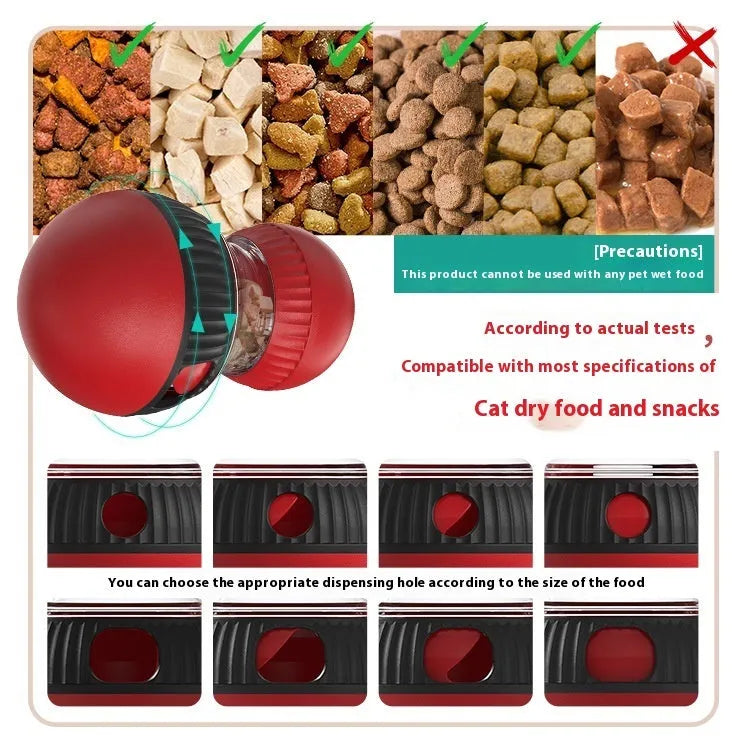 Rotating plastic cat toy with super ball colour design measuring 155mm by 87.5mm