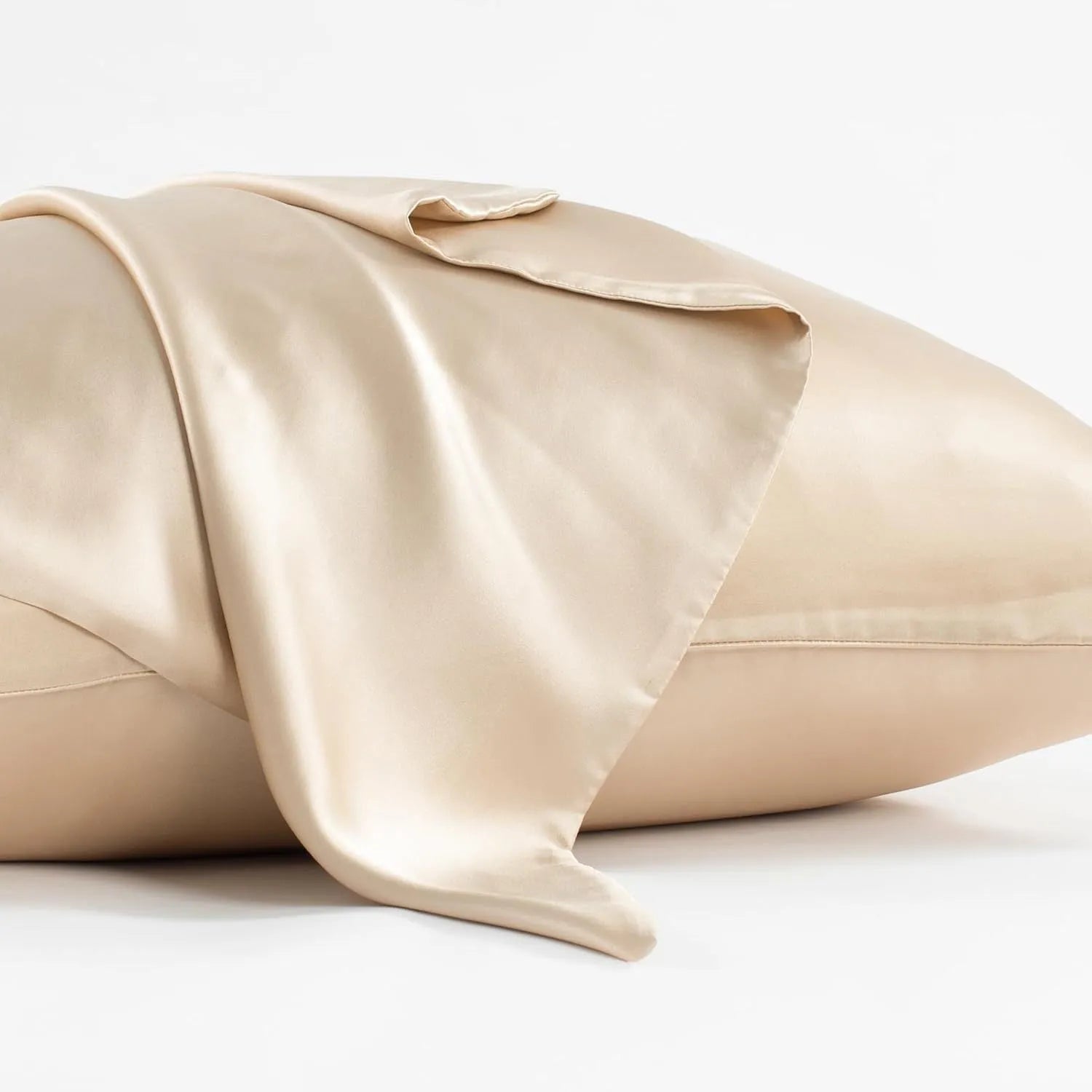Silk pillowcase with envelope closure in solid colour showing mulberry silk fabric texture