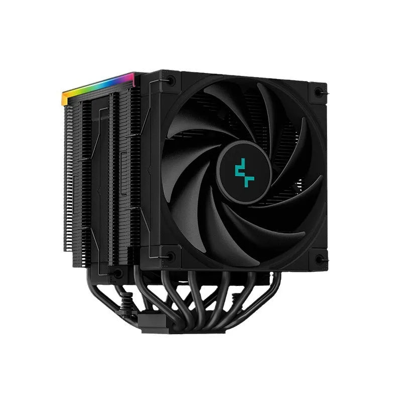 Twin tower CPU air cooler heatsink with fan and digital display in black or white