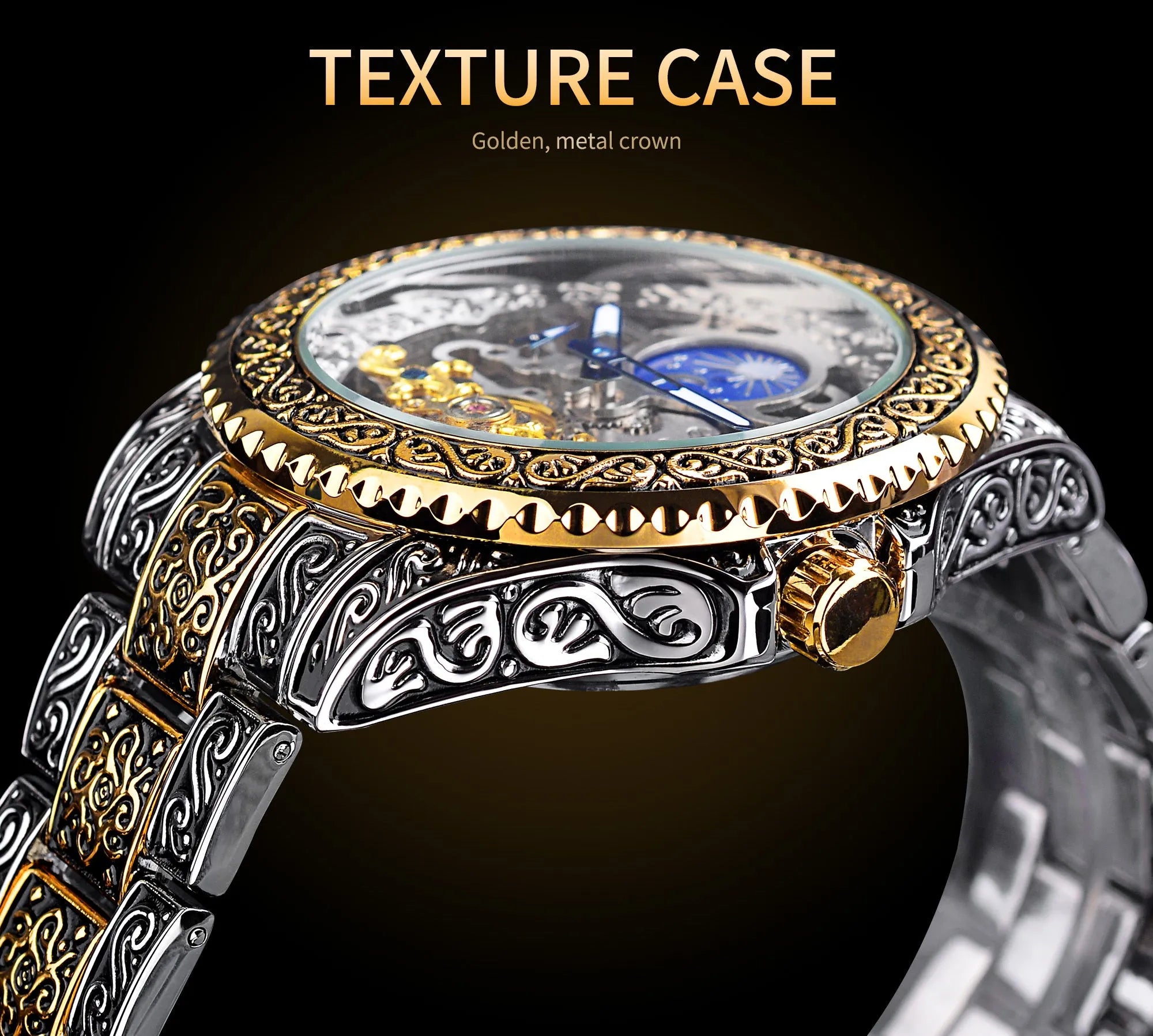 Forsining skeleton tourbillon mechanical watch with stainless steel case and bracelet