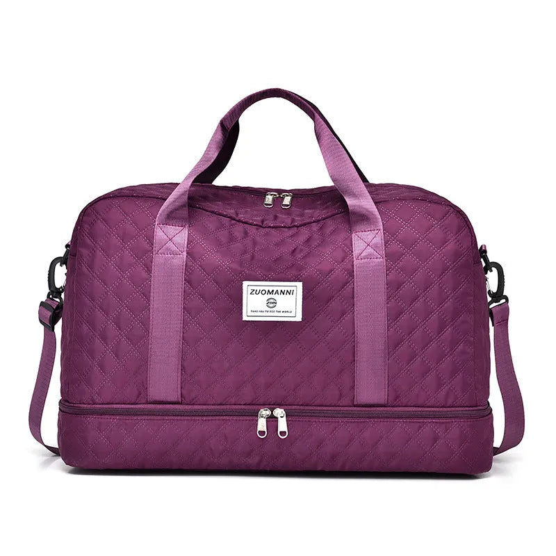 Oxford cloth portable large capacity travel bag in solid colour with 36-55L storage capacity