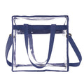 Women's PVC messenger bag with transparent front compartment and crossbody strap in a selection of colours.