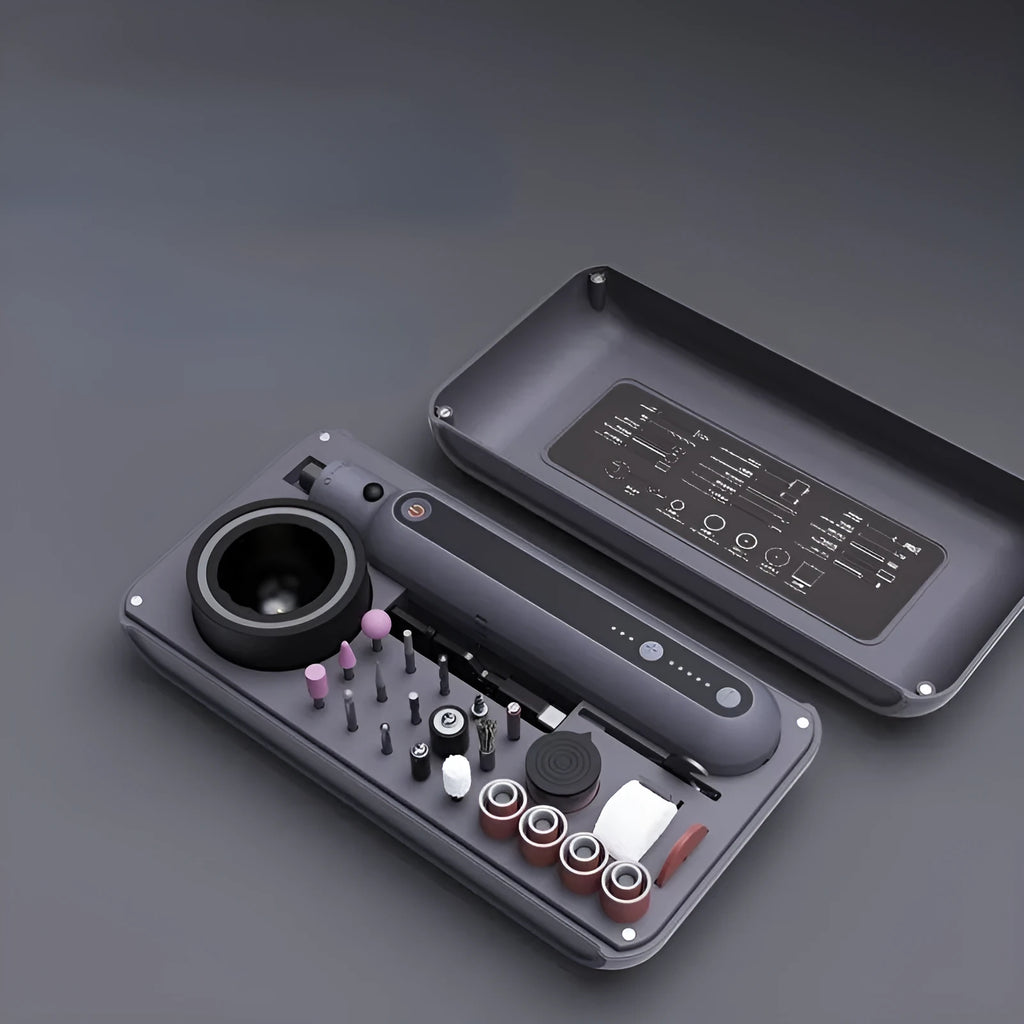 Compact mini electric grinding and polishing machine set with lithium battery and multiple attachments