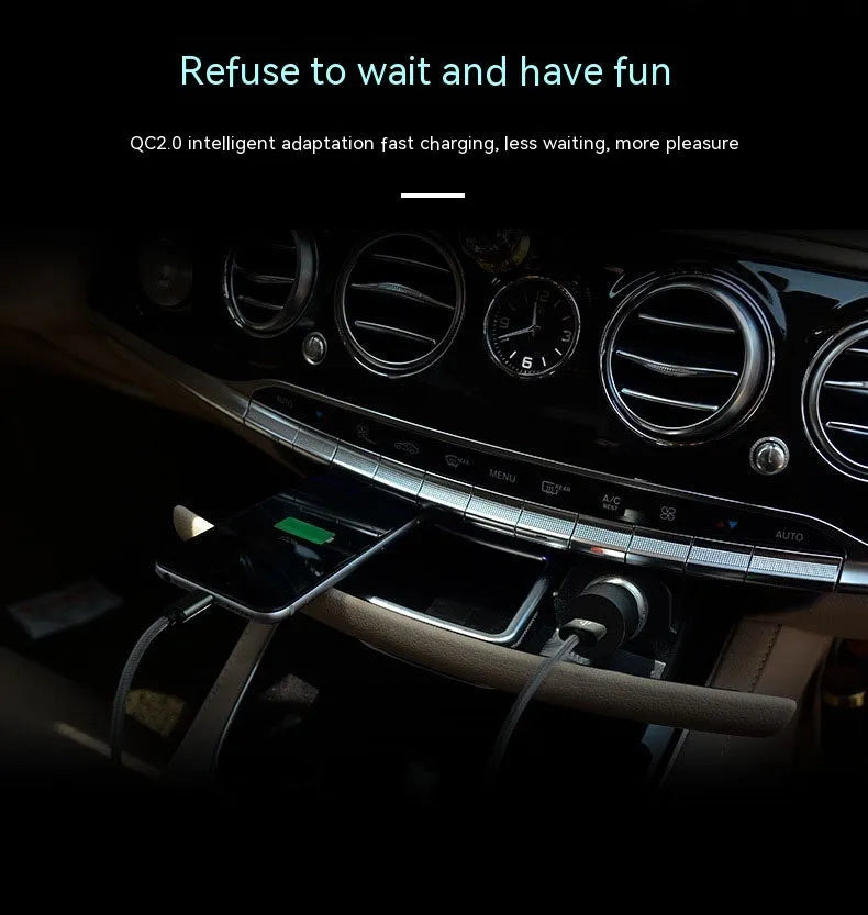 White QC2.0 single port USB car charger showing compact dimensions for vehicle installation