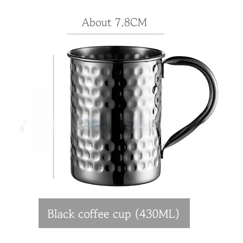 Stainless steel Moscow Mule copper plated cup with glass lining and hammer point texture