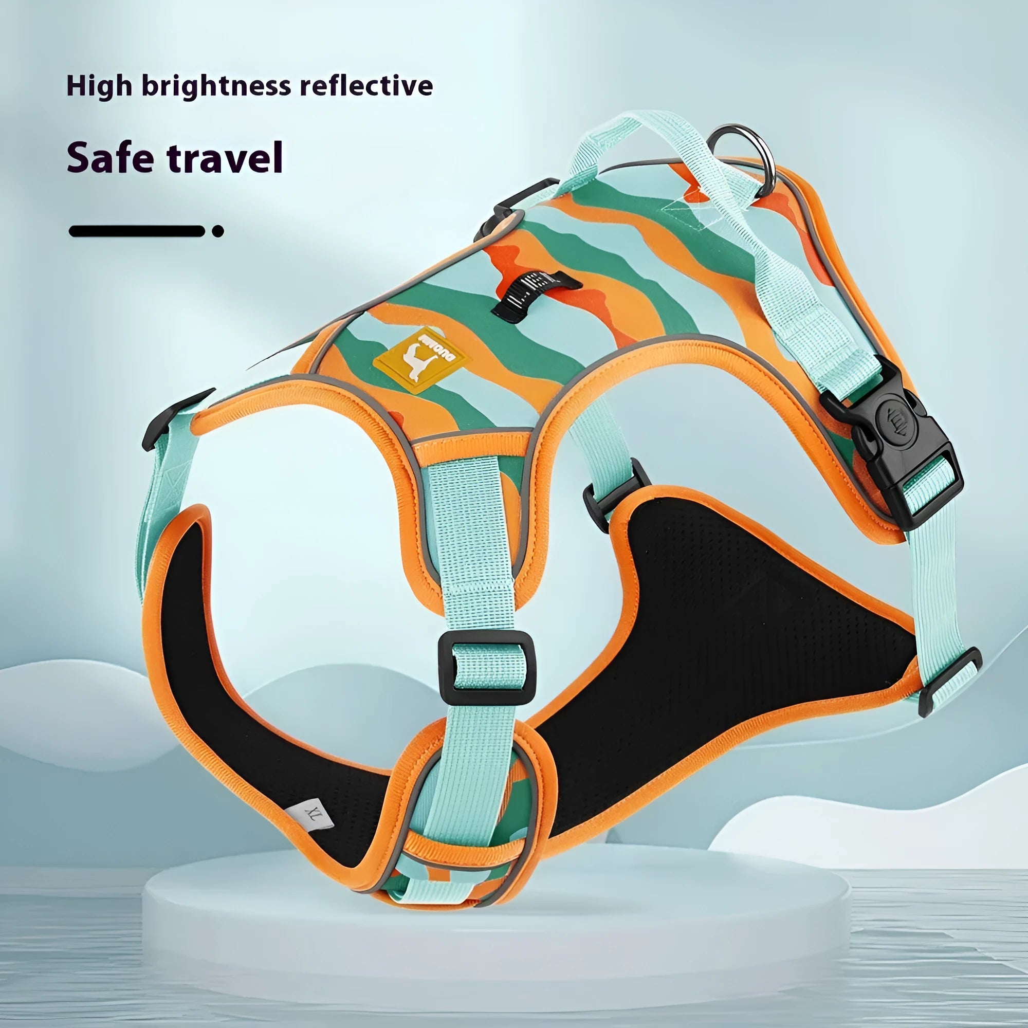 Reflective orange dog chest and back commuter rope with adjustable Oxford cloth straps