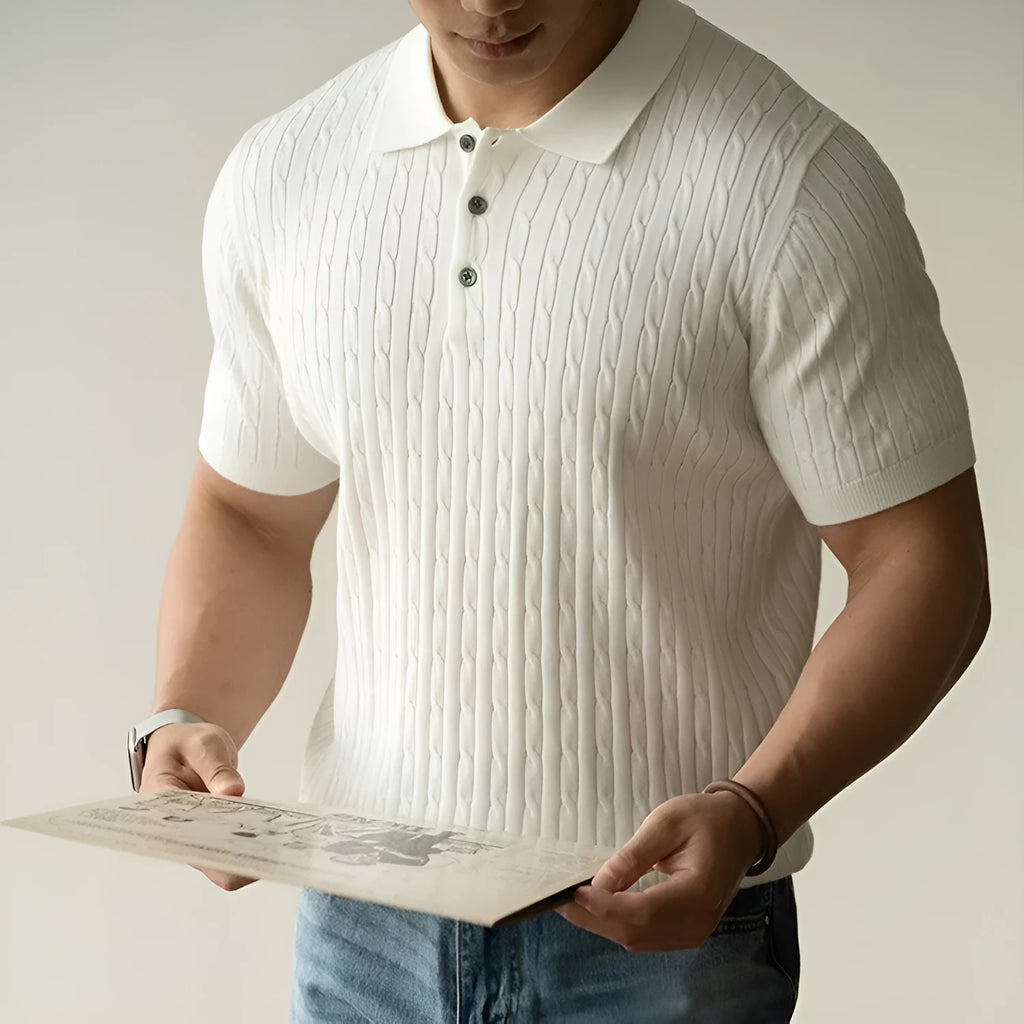 Men's short sleeve top in black khaki or white colours for business commuting wear