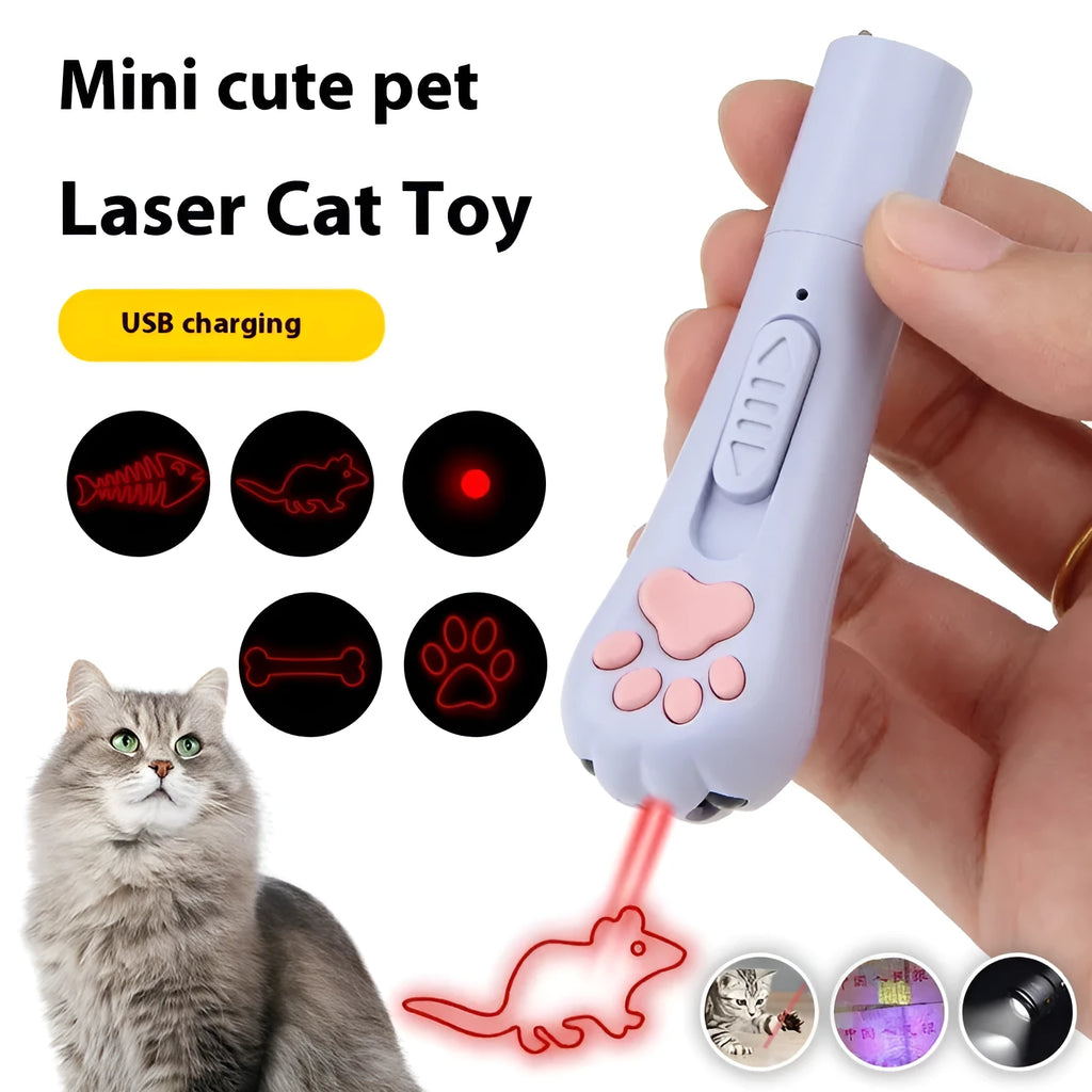 Infrared mini pet footprints laser charging toy in choice of blue, pink, purple or white colours