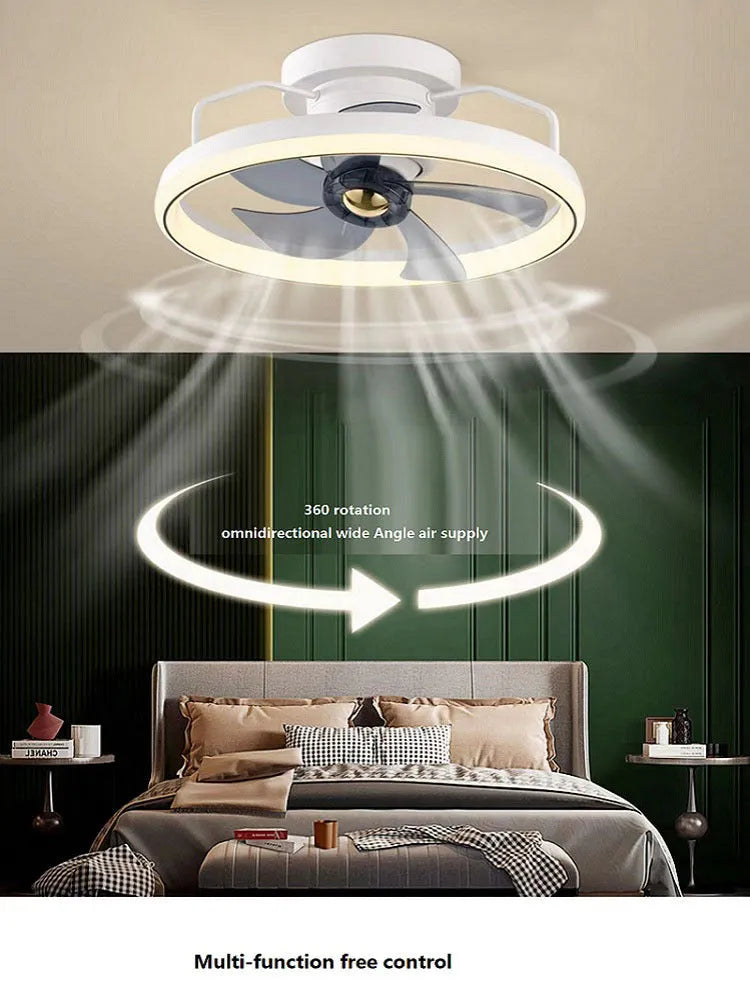 Overhead ceiling fan lamp with light featuring 500mm blades and acrylic lampshade in seven colour options
