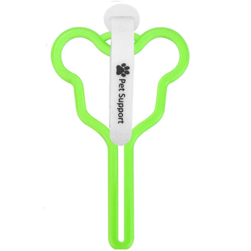 Dog waste bag holder with fixed clip and Velcro attachment for hands-free dog walking