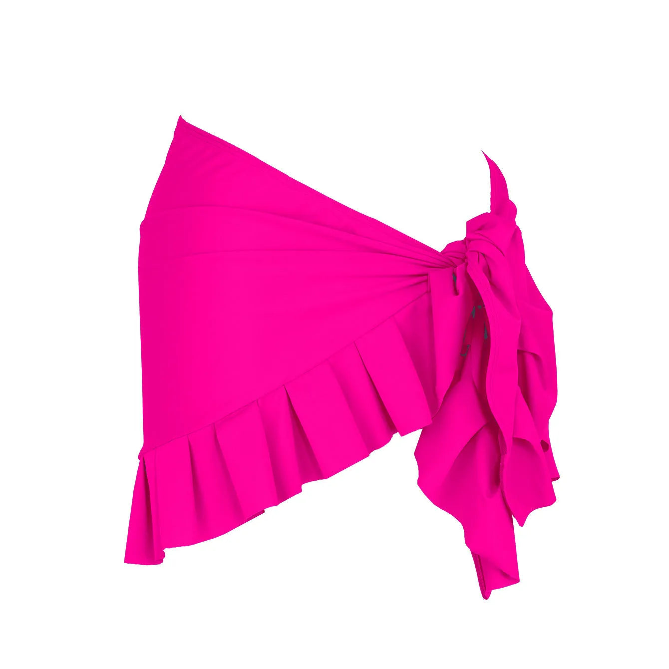 Women's solid colour single-shoulder two-piece swimsuit with high-waist bottoms on a mannequin.