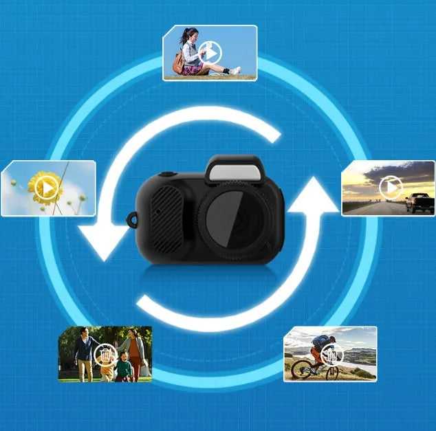 Black Y3000 HD outdoor sports camera with 0.96-inch screen showing compact size.