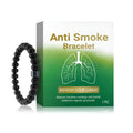 Men's adjustable smoking reduction bracelet with glass beads and black gallstone on string cord