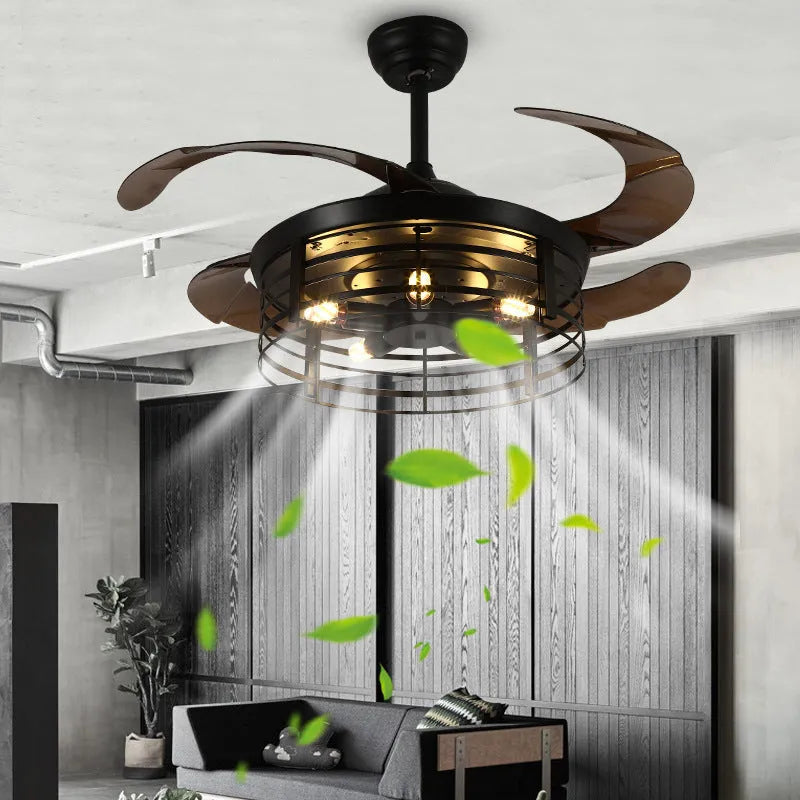 42-inch industrial ceiling fan light with American retro style and acrylic construction