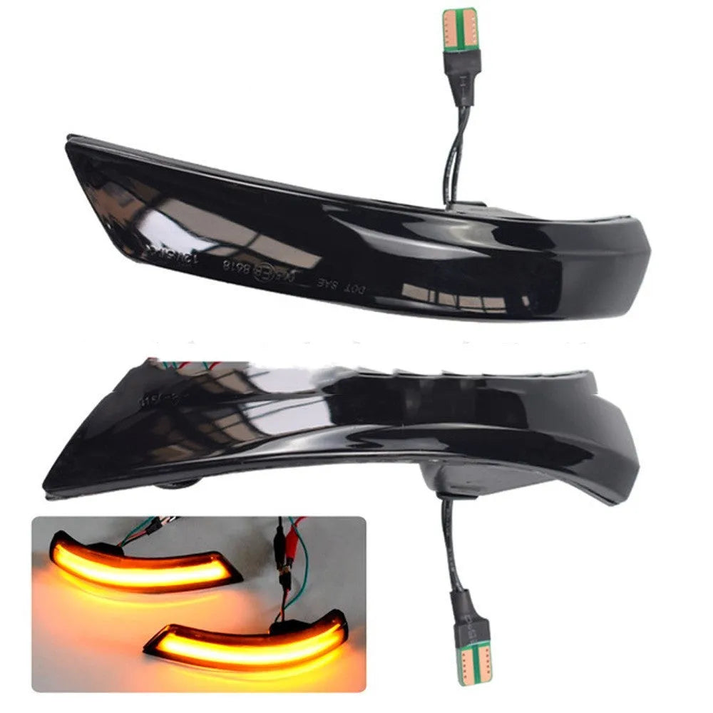 Ford Focus Mondeo rearview mirror waterfall light in yellow or yellow and blue options
