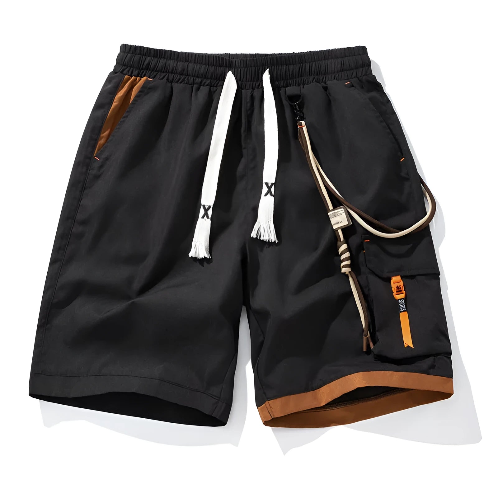 Men's plus size bamboo fibre sport shorts in loose fit with straight-leg cropped style