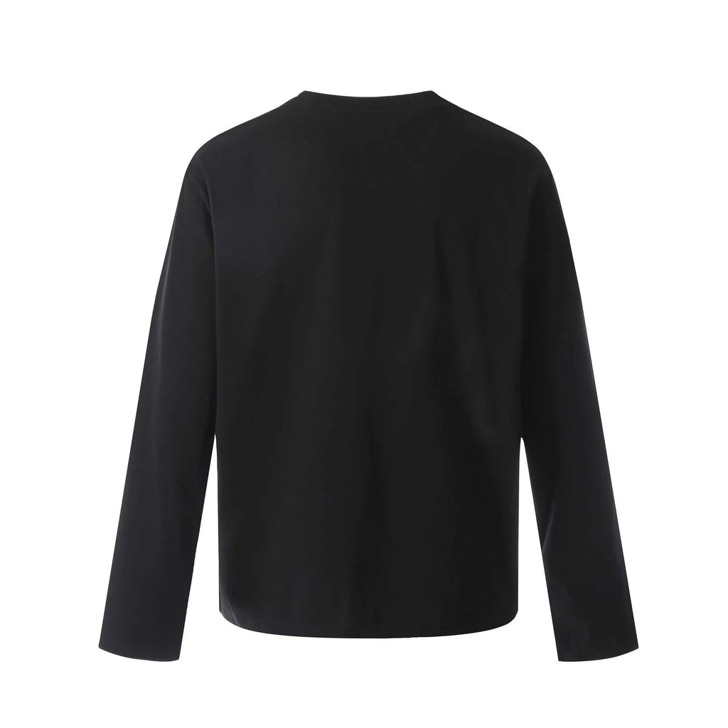 Mens loose-fitting cotton pullover with long sleeves in American retro style