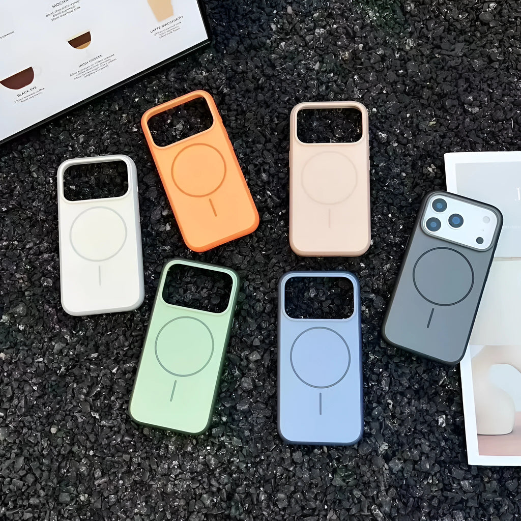Frosted magnetic iPhone case with AI photography button in blue colour for iPhone 16 and 17 models
