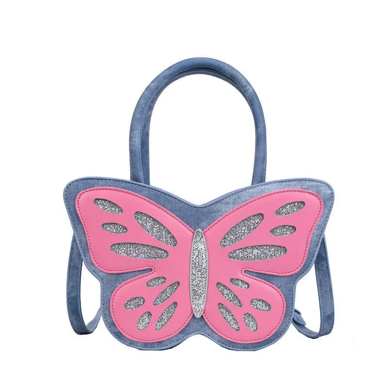 Square crossbody bag in white, pink, blue, or black with contrast colour detailing