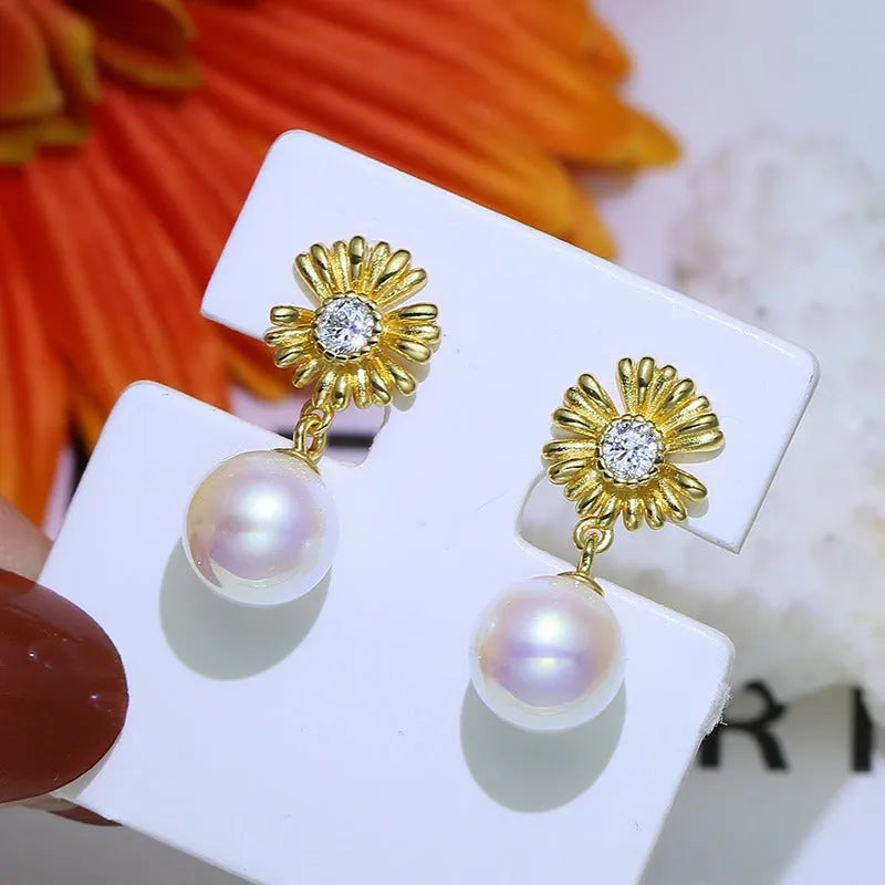 Baroque S925 sterling silver earrings with flower holders in gold or silver colour for DIY jewellery making