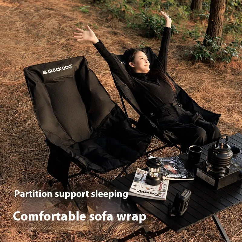 Night black camping recliner chair with Oxford fabric and carrying handles