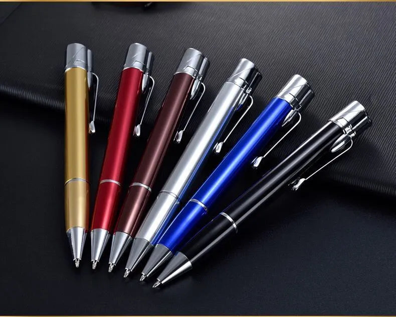 Windproof metal jet flame pen lighter in assorted colours on a key chain