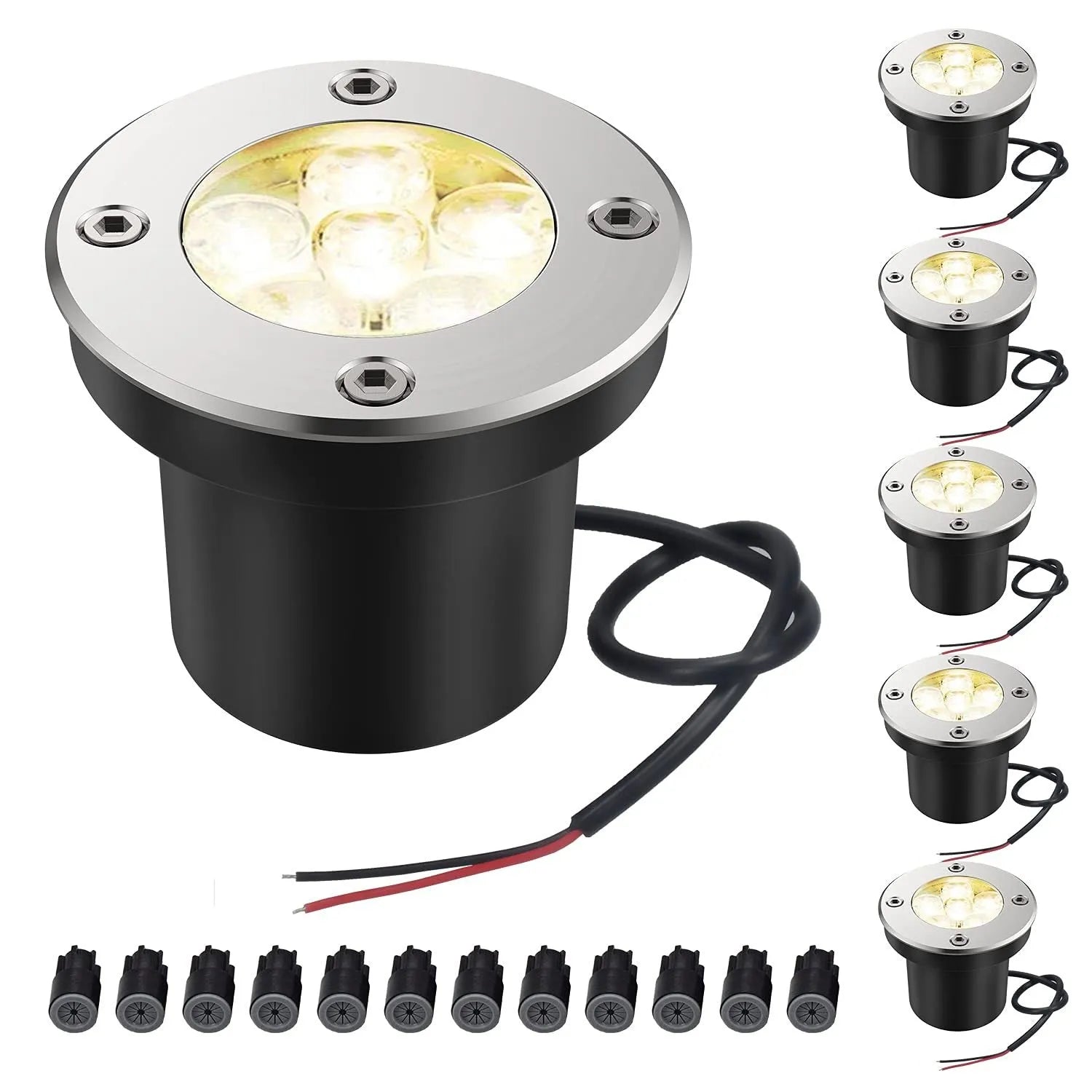 Black LED COB underground light with stainless steel cover and tempered glass lens for outdoor garden lighting