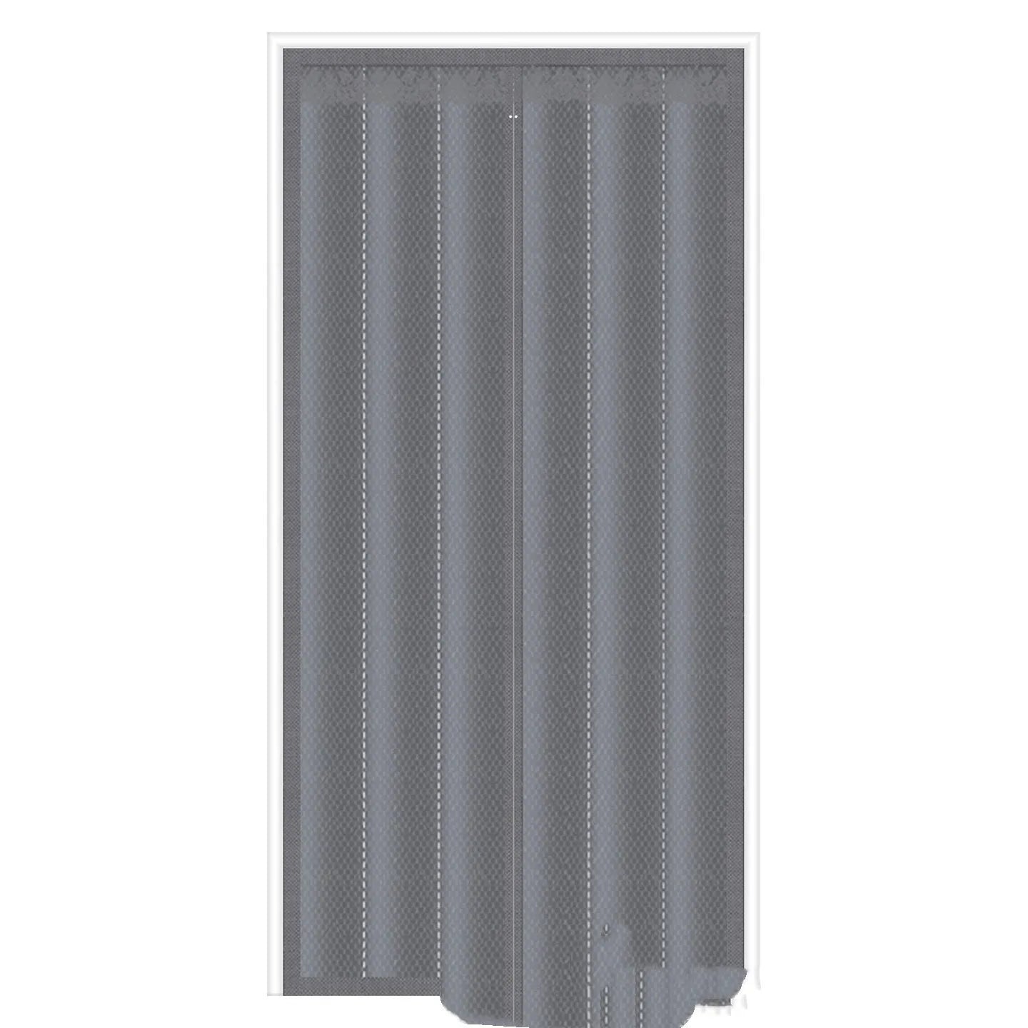 Full seam long magnetic strip cotton door curtain in New Chinese style hanging in a doorway.