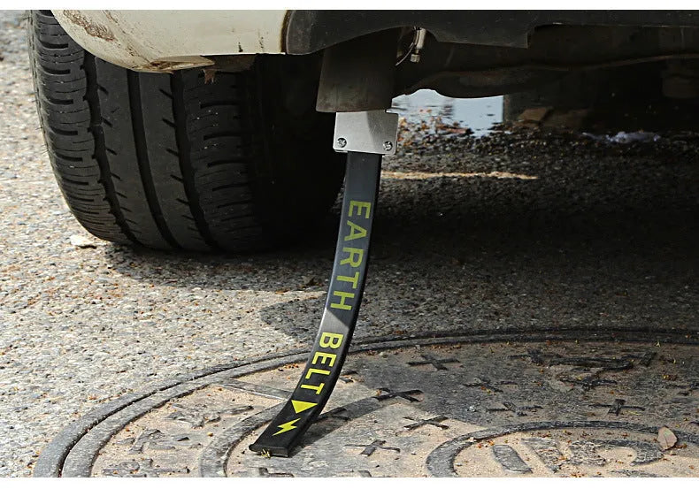 Black car electrostatic grounding chain, 370mm long, made of rubber with a copper wire conductor for vehicles.
