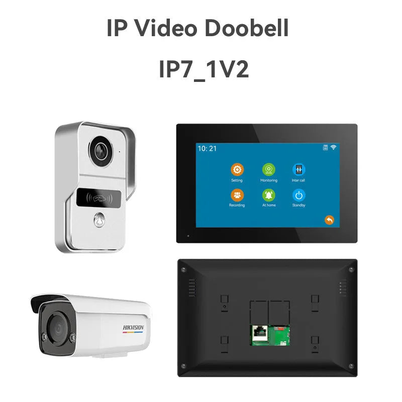 10-inch video intercom doorbell system with outdoor camera and indoor display unit