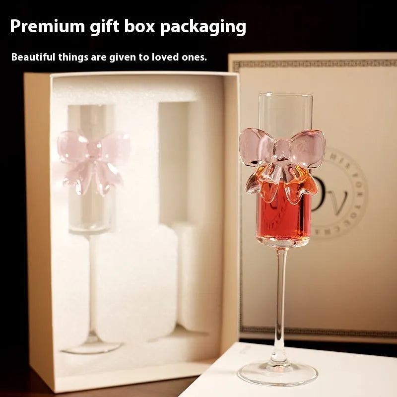Pressed crystal glass wine glass with light luxury finish in champagne colour option