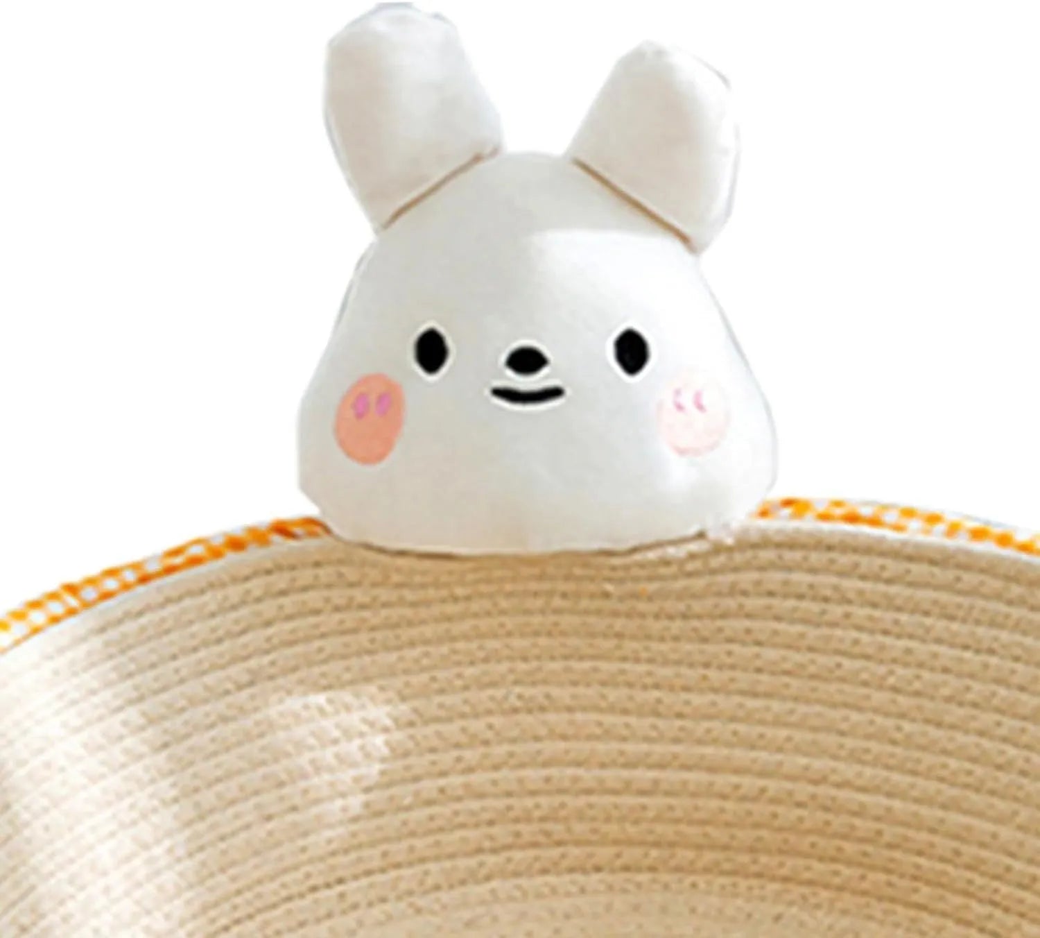 Woven cotton rope pet basket functioning as a cat bed, scratcher, and storage container in a natural colour.